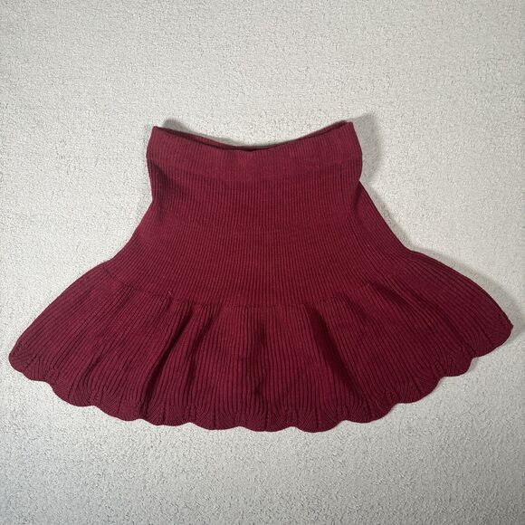 Leif Notes Skirt Wool Blend Fit And Flare Women’s Size M Burgundy‎ Chunky Knit - Picture 11 of 12